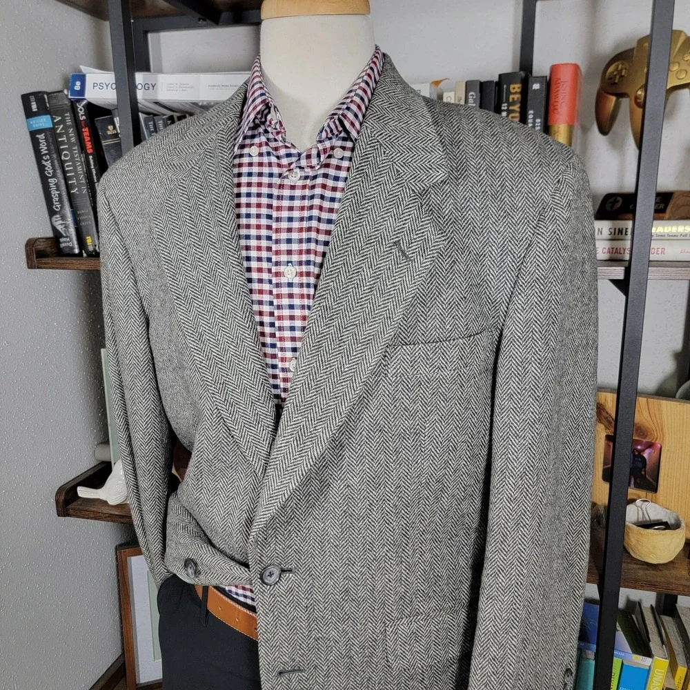 John Alexander Hartmarx Men's Tweed Sport Coat Blazer Two Button Herringbone 42R